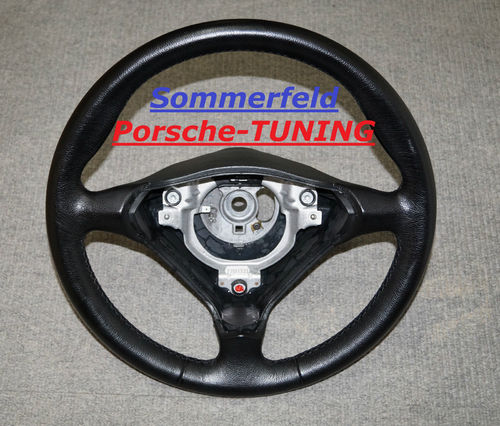 Porsche Boxster 986 + Carrera 996 3 spikes leather steering wheel black 996.347.804.54