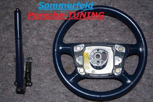Porsche Carrera 993 Leather steering wheel + Handbrake lever Blue 993.347.804.52