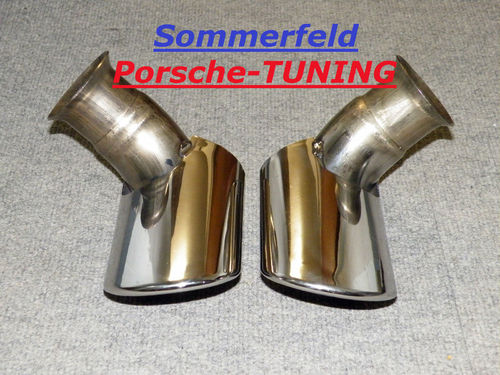 Porsche Carrera 996 MK1 stainless steel tailpipes chrome-plated 99611125155 + 99611125255