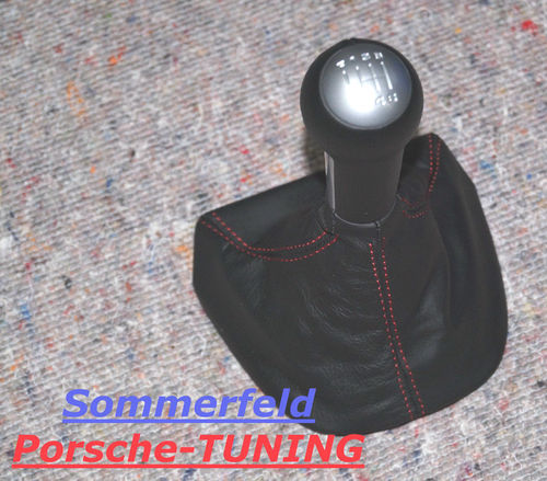 Porsche 987 + 997 Tequipment Schaltknauf schwarz rote Naht 99755365501