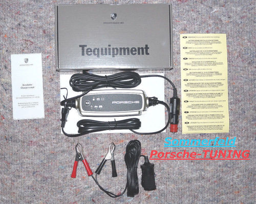 Porsche Tequipment Charge-o-mat Battery charger + adapter Battery terminal set